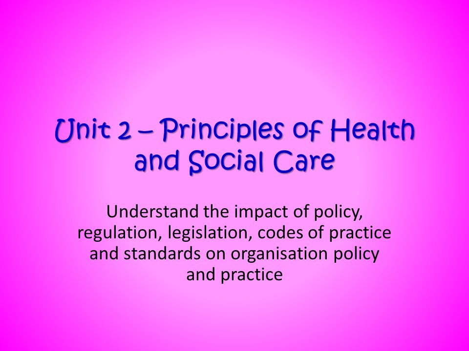 Principles of Health and Social Care Practice